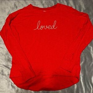 Red Long Sleeve Shirt Blouse